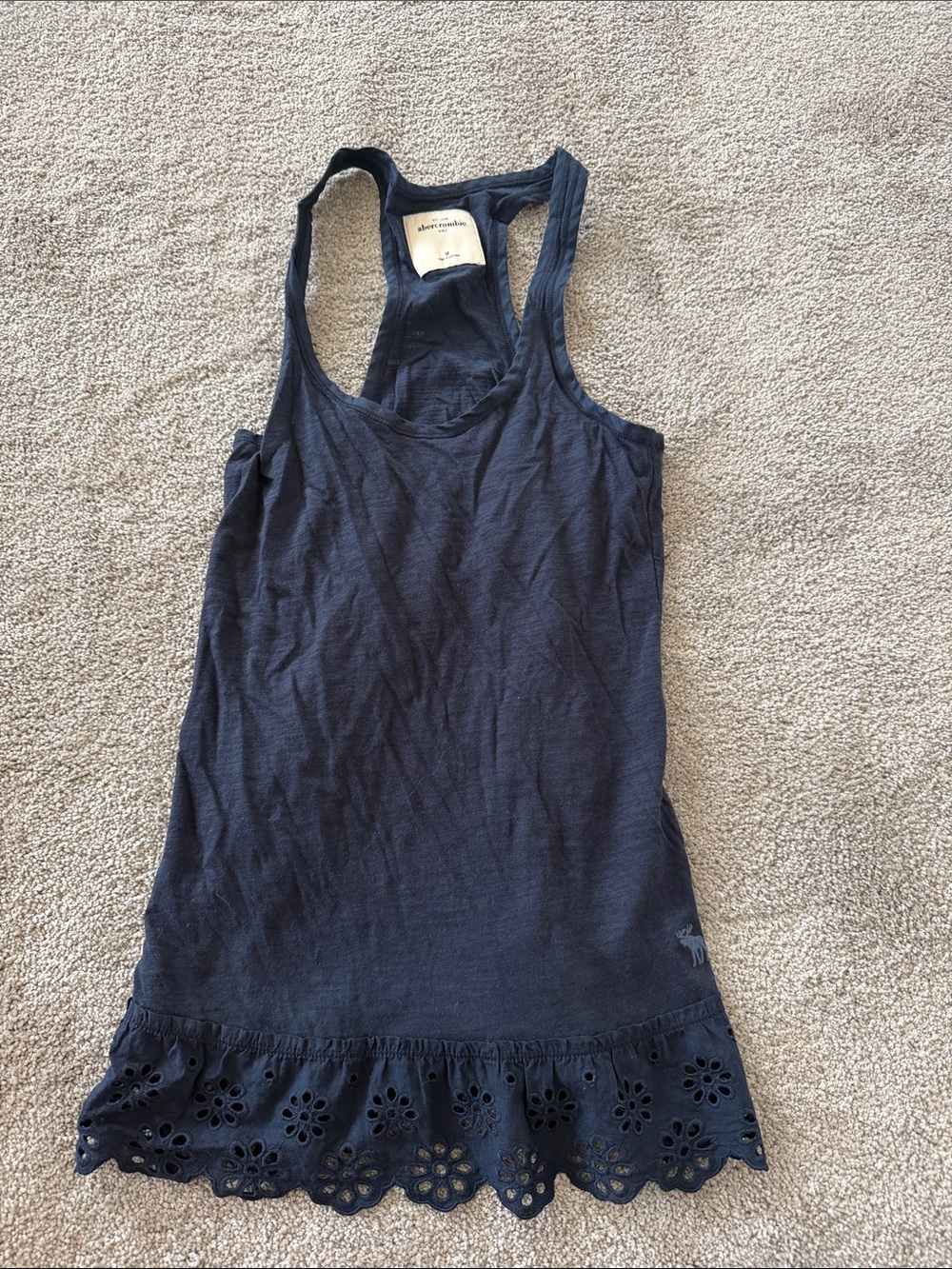 abercrombie kids navy eyelet-hem racerback tank